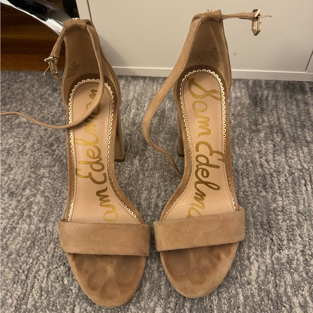 Sam Edelman Women's Beige Suede Heels